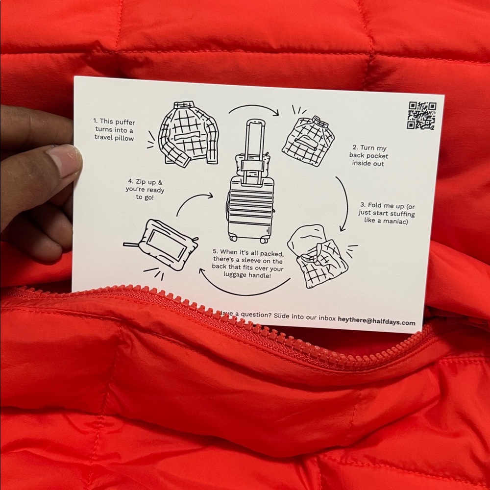 NWT HALFDAYS NELLI lE packable Quilted Orange Jacket - Medium - Picture 13 of 16